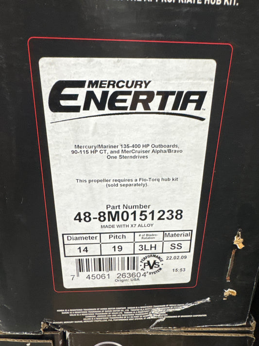Mercury 48-8M0151238 Enertia 19 Pitch LH Propeller